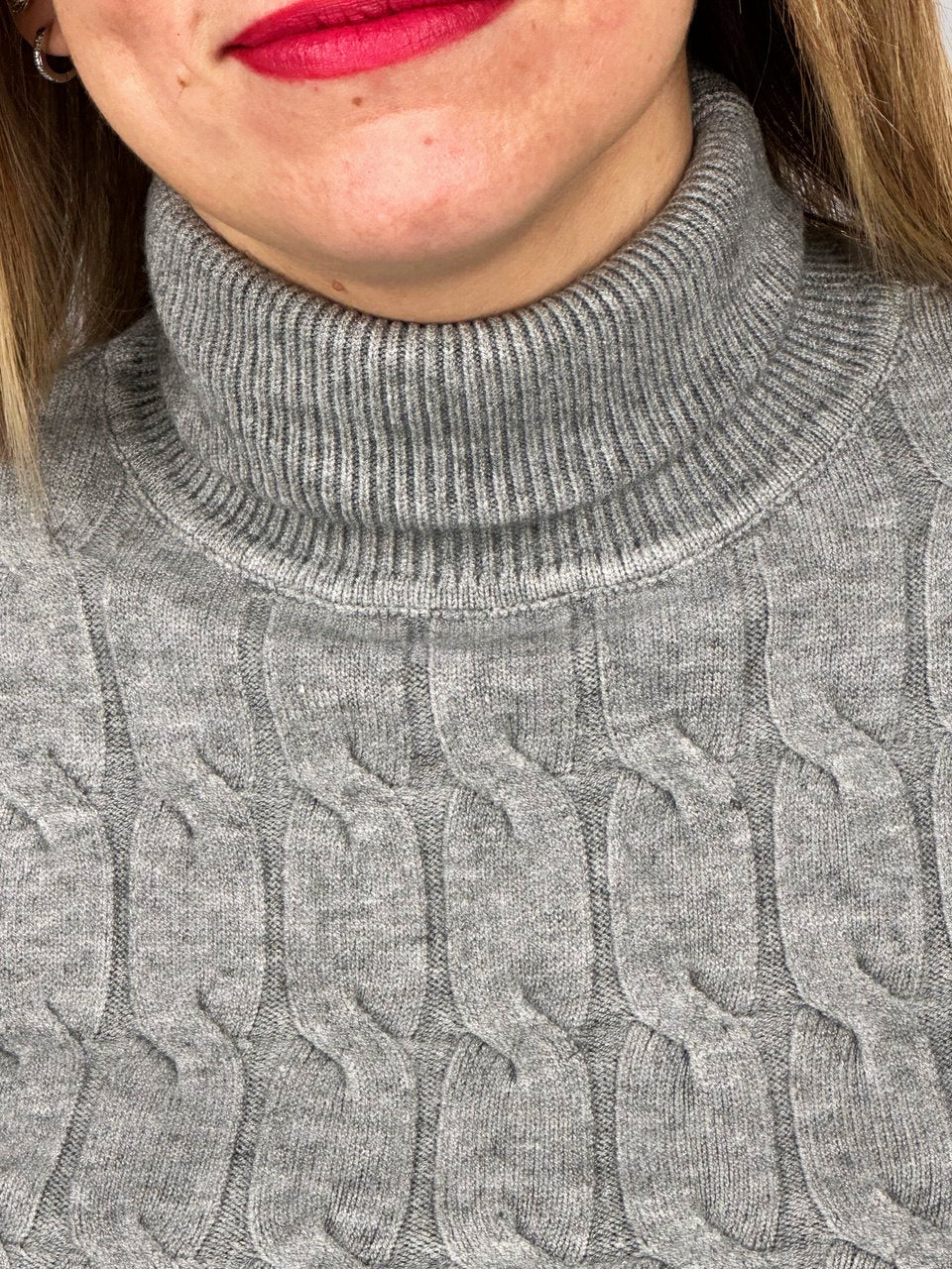 Maglia Dolcevita Intreccio Grigia