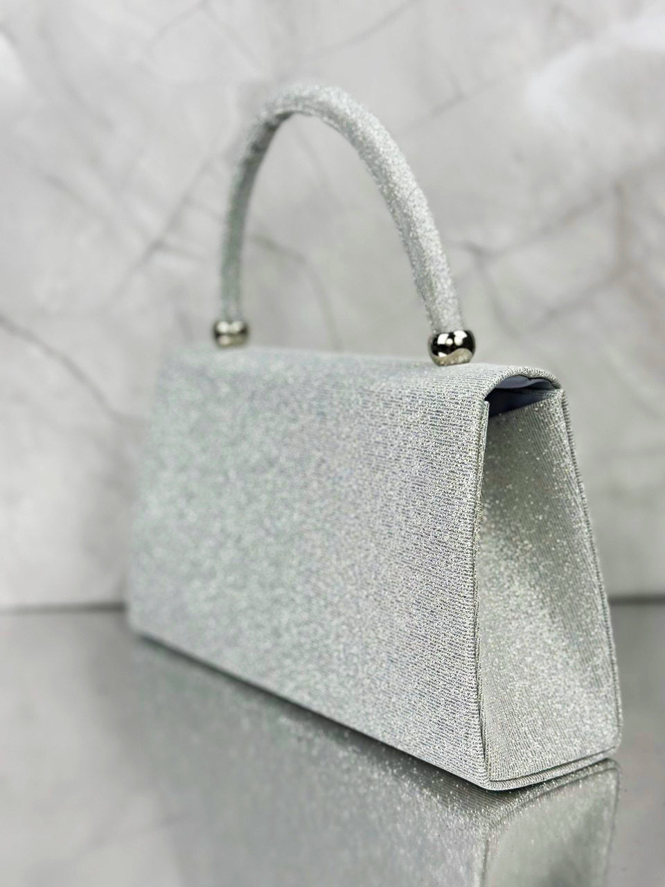 Borsa Elegante Argento Con Brillantini
