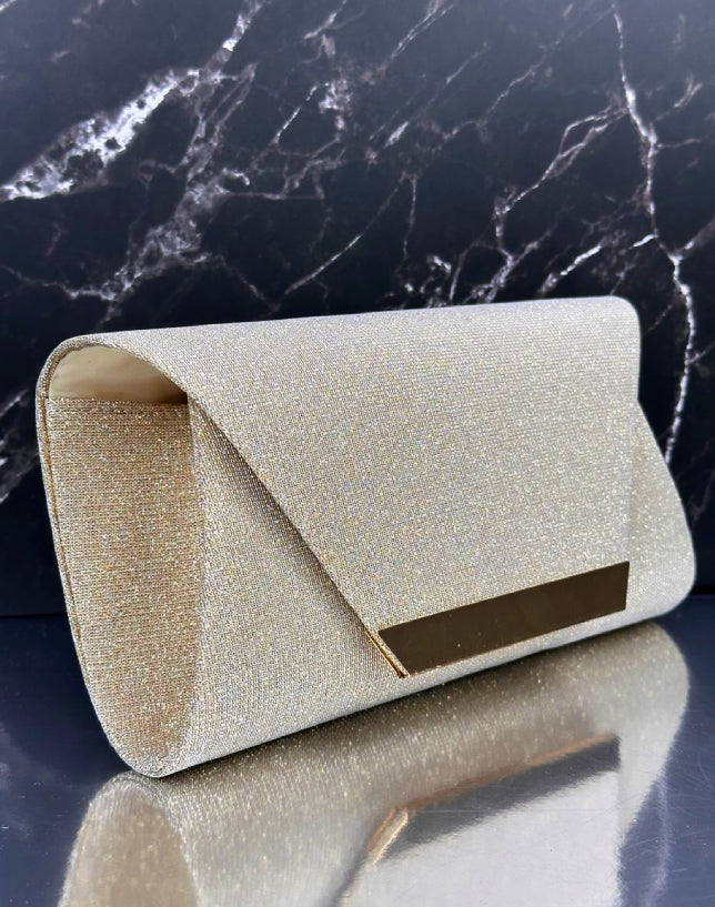 Clutch Elegante Oro Champagne – Effetto Diamantini