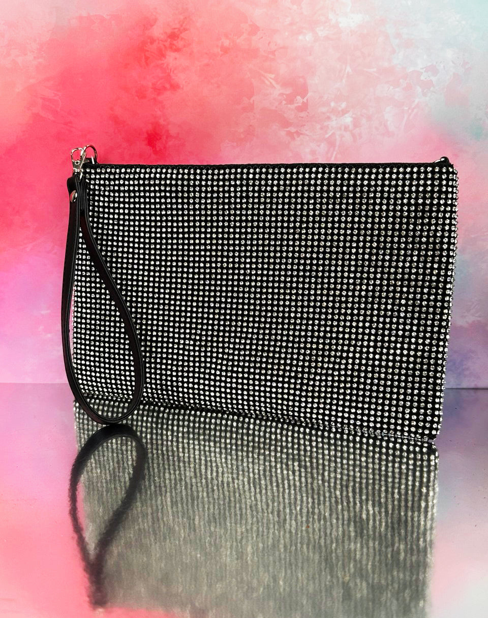 Pochette Nera Effetto Strass