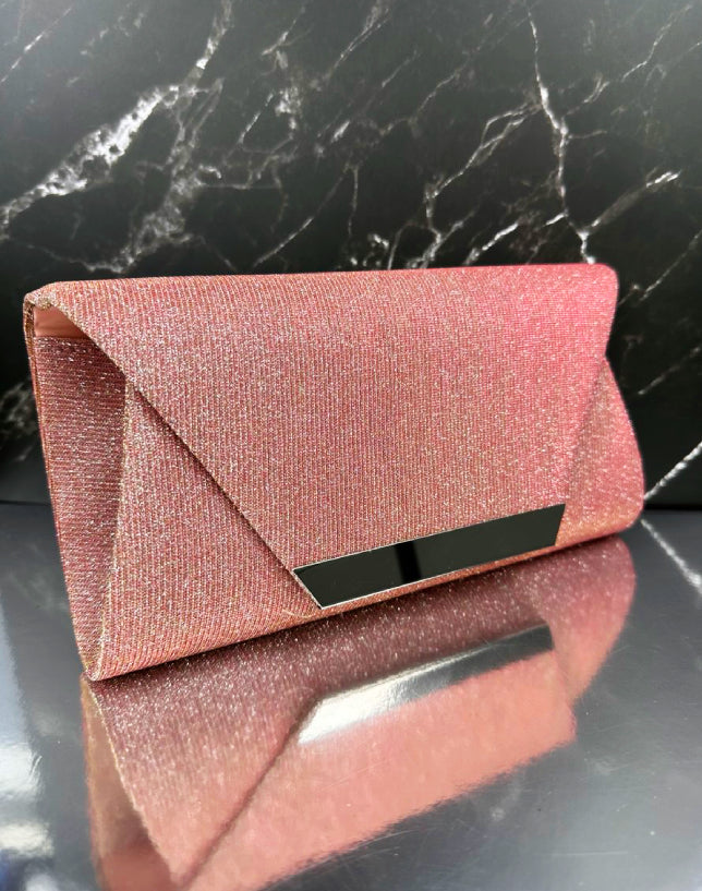 Clutch Elegante Rosa Champagne – Effetto Diamantini