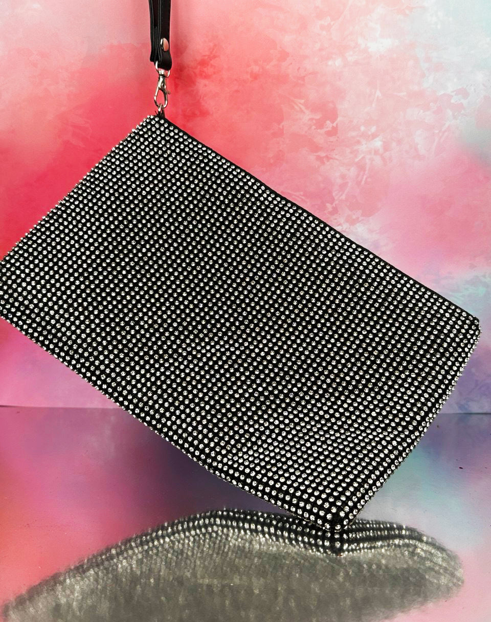 Pochette Nera Effetto Strass
