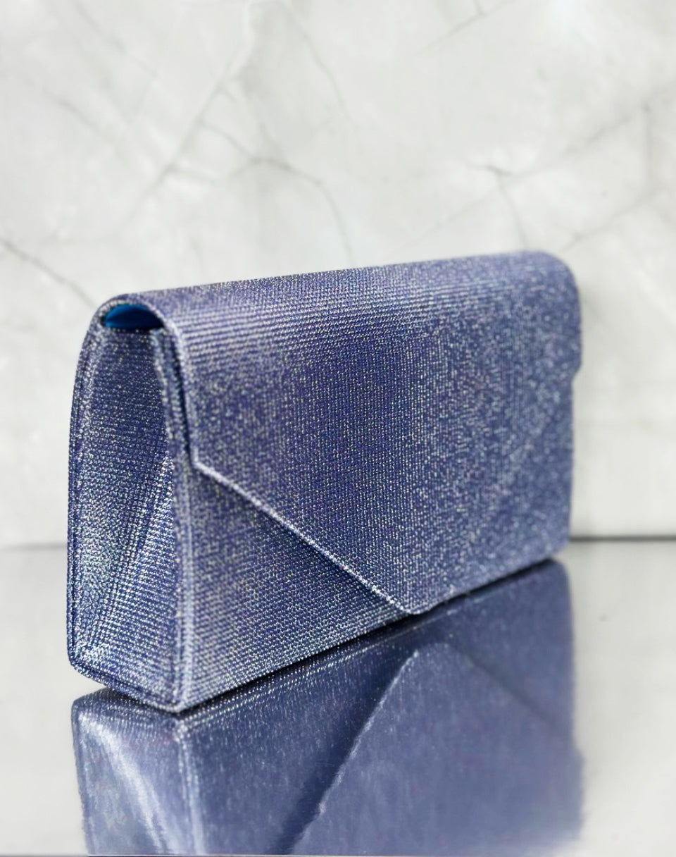 Borsa Elegante Blu Con Brillantini