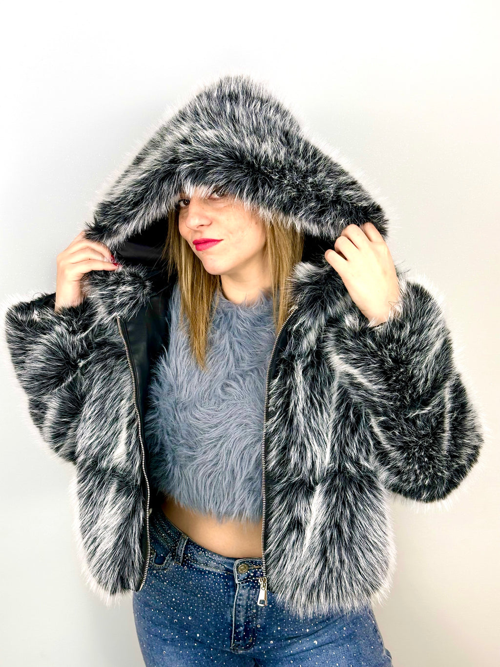 Giubbotto Eco Pelliccia Effetto Volpe