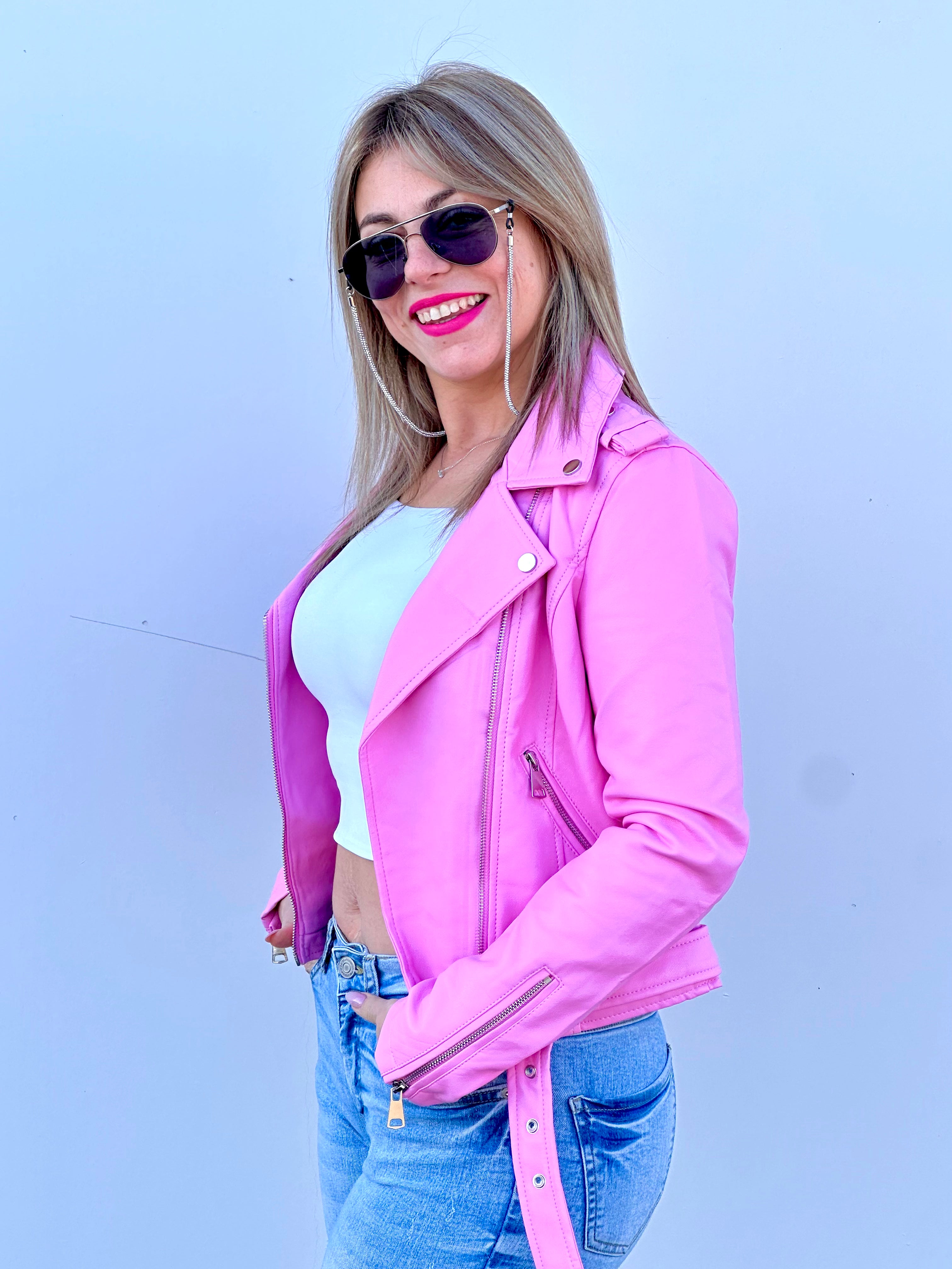 Giubbotto in Ecopelle Rosa Confetto